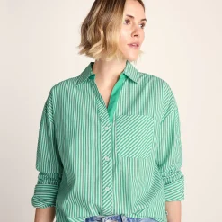 Helena Womens Oversized 100% Cotton Long Sleeve Shirt - Optic White
