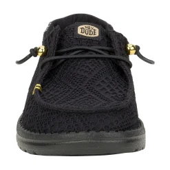 HEYDUDE Wendy Boho Crochet Womens Shoes - Black