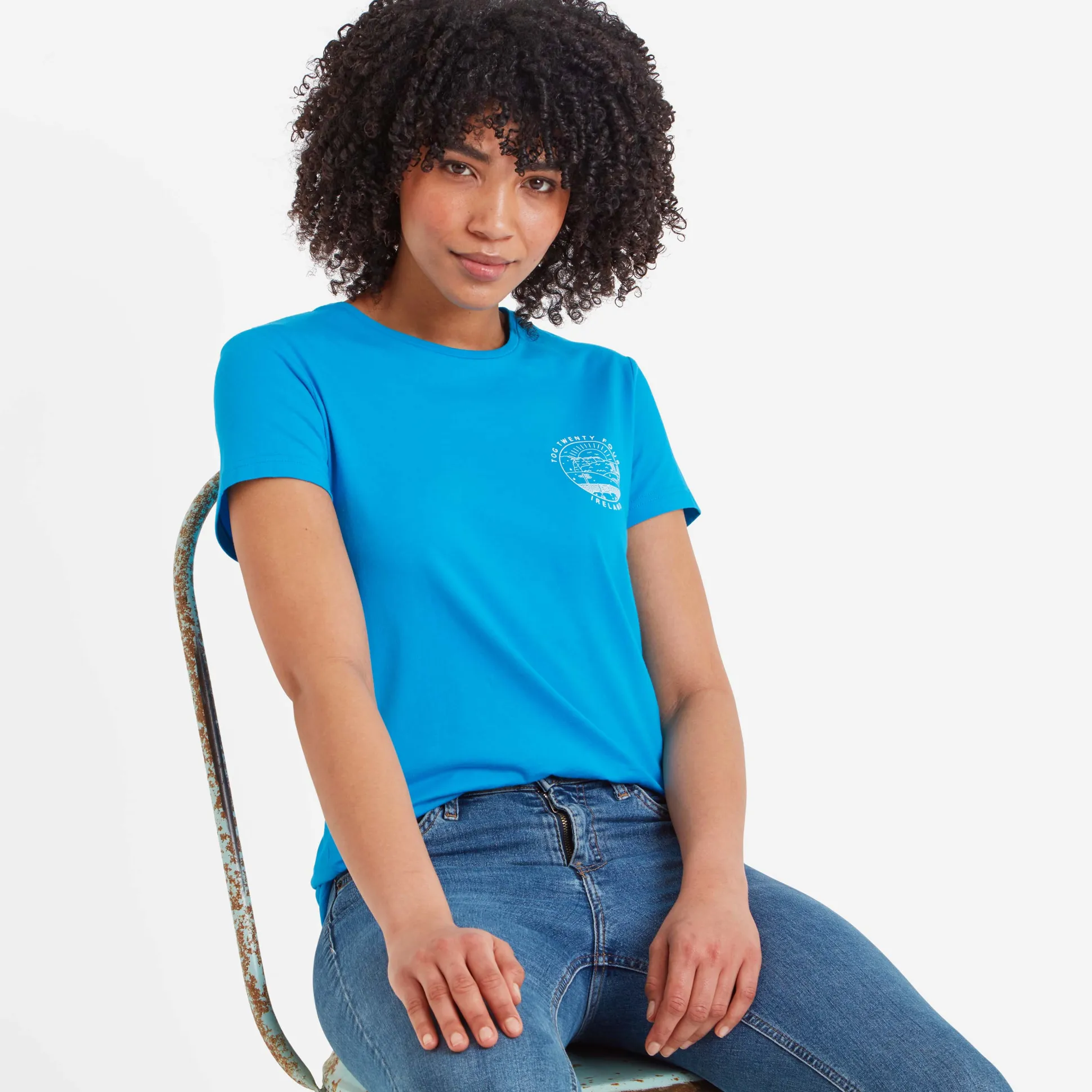 Ireland Womens 100% Cotton T-Shirt - Azure Blue