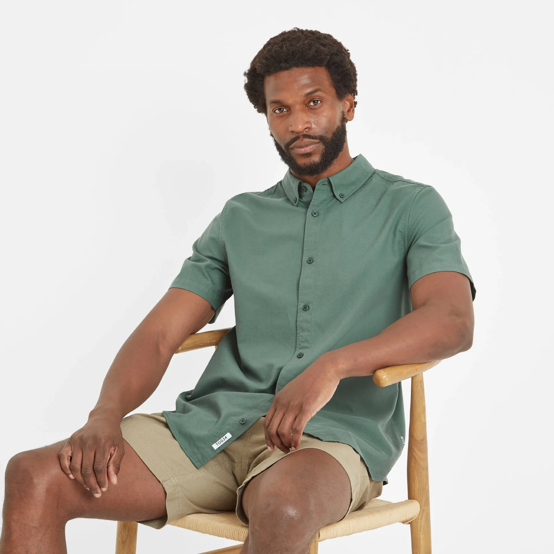 Jayden Mens 100% Cotton Short Sleeve Shirt - Light Forest