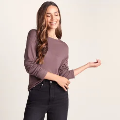 Jemma Womens Long Sleeve Supersoft T-Shirt - Dark Mauve