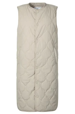 Jena Womens Relaxed Fit Long Insulated Gilet - Cool Beige