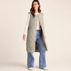 Jena Womens Relaxed Fit Long Insulated Gilet - Cool Beige