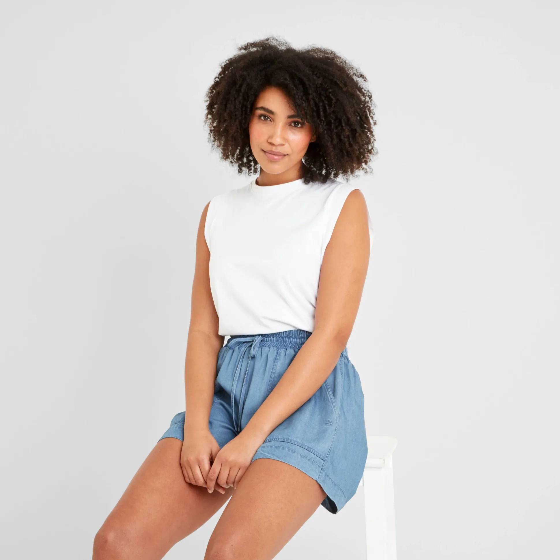 Jessica Womens Tencel Lyocel Shorts - Faded Indigo