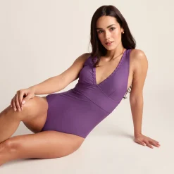 Katerina Womens One Piece Mesh Lined Swimsuit - Orchid