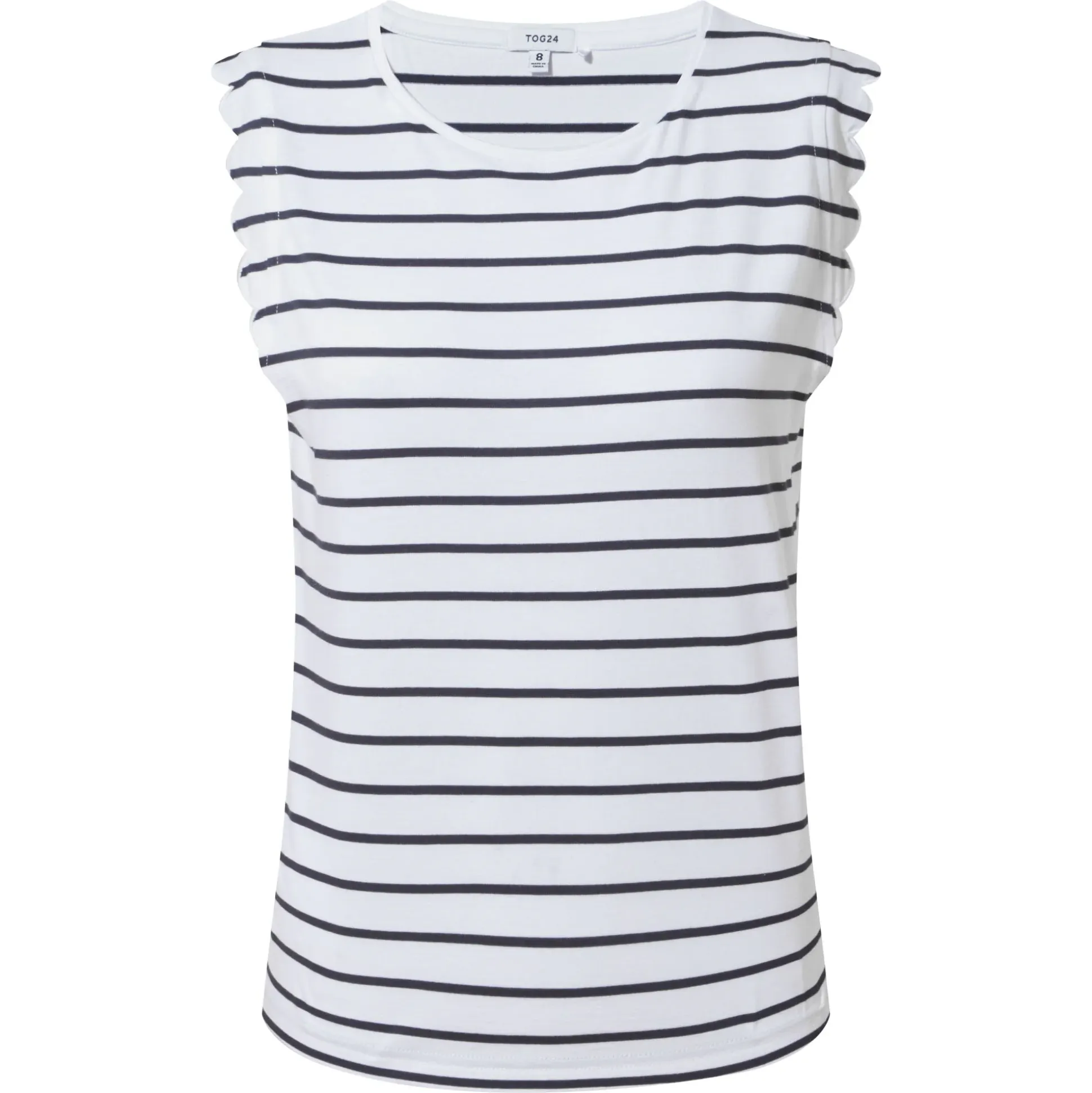 Katie Womens 100% Cotton Supersoft Vest - Optic White/Dk Indigo