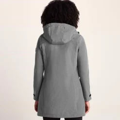 Keld Womens Long Shower Resistant Hooded Softshell Jacket - Dark Grey