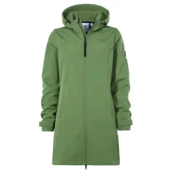 Keld Womens Long Shower Resistant Hooded Softshell Jacket - Dark Matcha