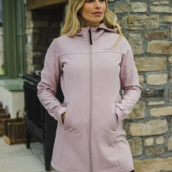 Keld Womens Long Shower Resistant Hooded Softshell Jacket - Dusky Pink