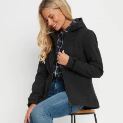 Keld Womens Shower Resistant Hooded Softshell Jacket - Black