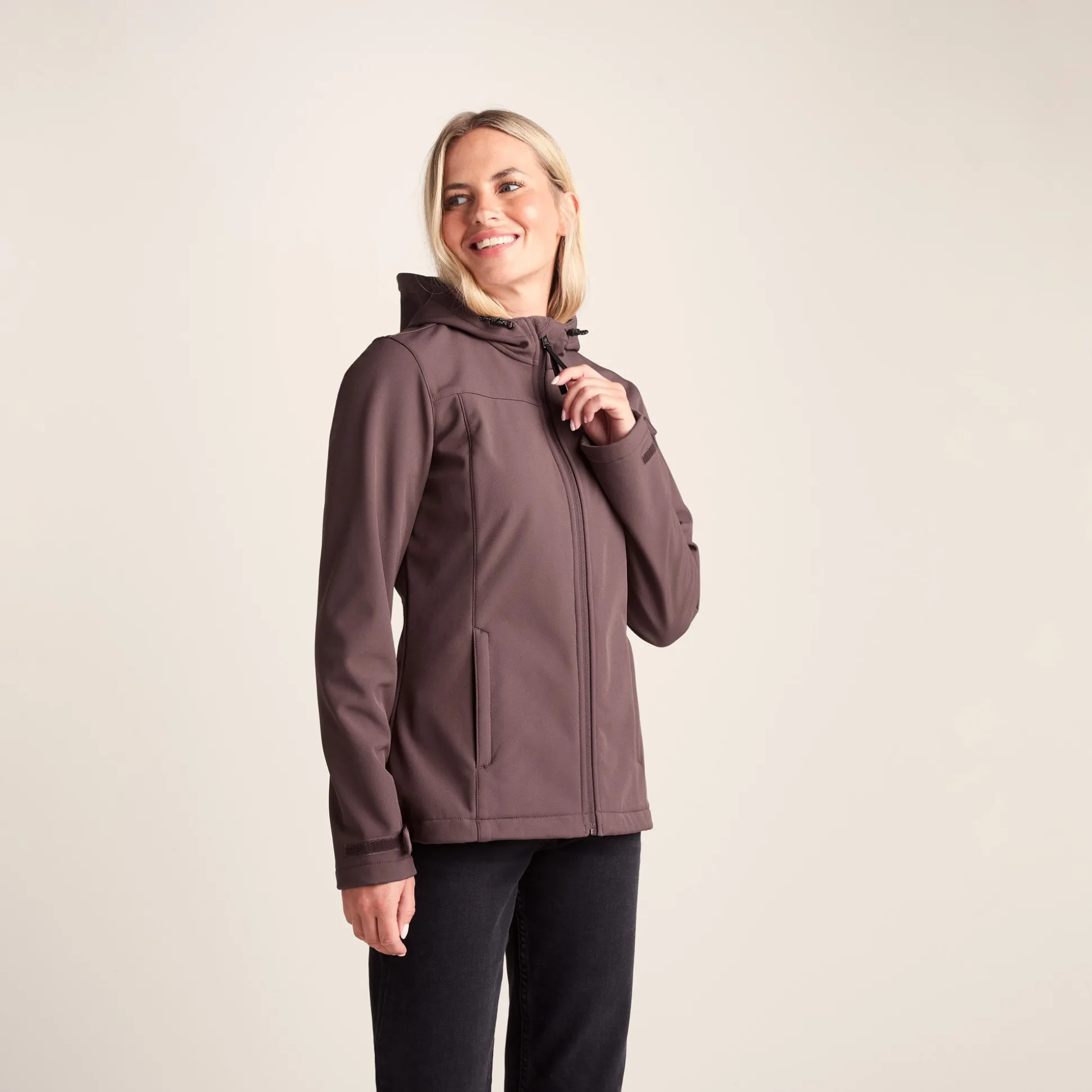 Keld Womens Shower Resistant Hooded Softshell Jacket - Dark Mauve