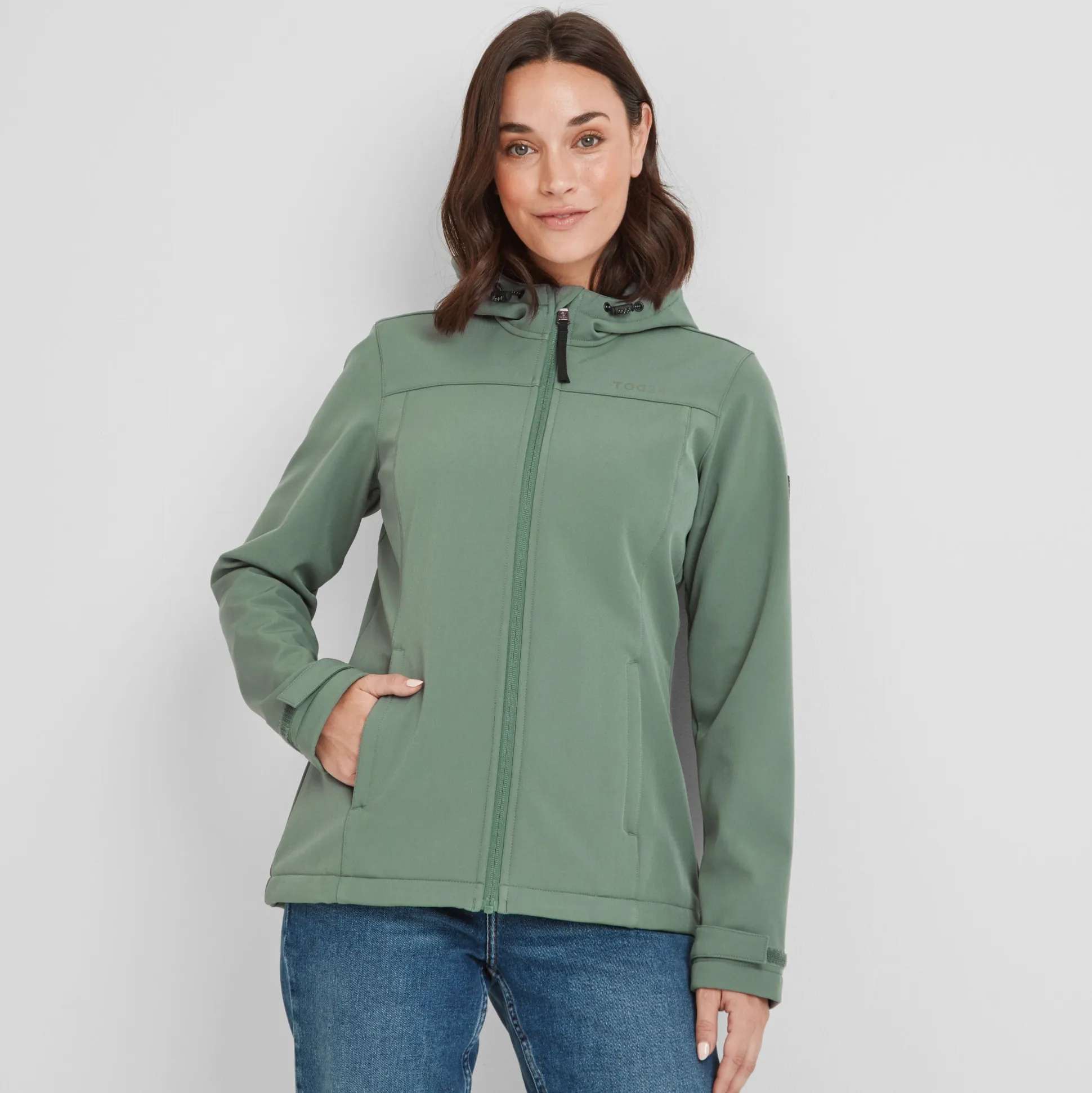 Keld Womens Shower Resistant Hooded Softshell Jacket - Light Forest