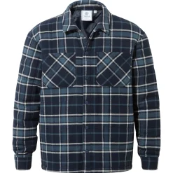 Kinsey Mens Quilted Flannel Shacket - Dark Indigo Check