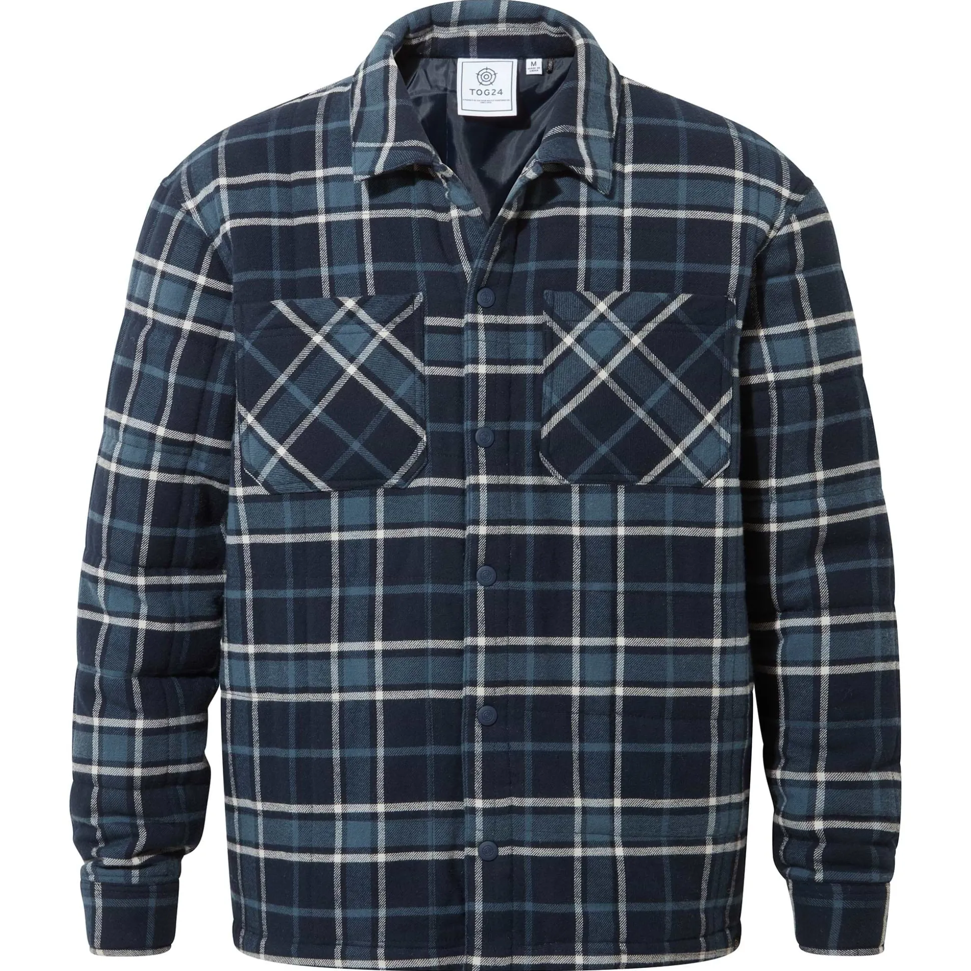 Kinsey Mens Quilted Flannel Shacket - Dark Indigo Check
