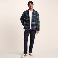 Kinsey Mens Quilted Flannel Shacket - Dark Indigo Check