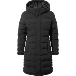 Kirkham Womens Long Shower Resistant Insulated Jacket - Black