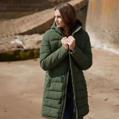 Kirkham Womens Long Shower Resistant Insulated Jacket - Dark Green