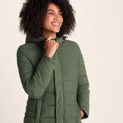 Kirkham Womens Long Shower Resistant Insulated Jacket - Dark Green