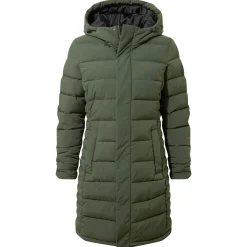 Kirkham Womens Long Shower Resistant Insulated Jacket - Dark Green