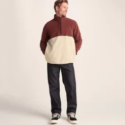 Kirton Mens Relaxed Fit Microfleece Zip Neck - Port/Hazelnut