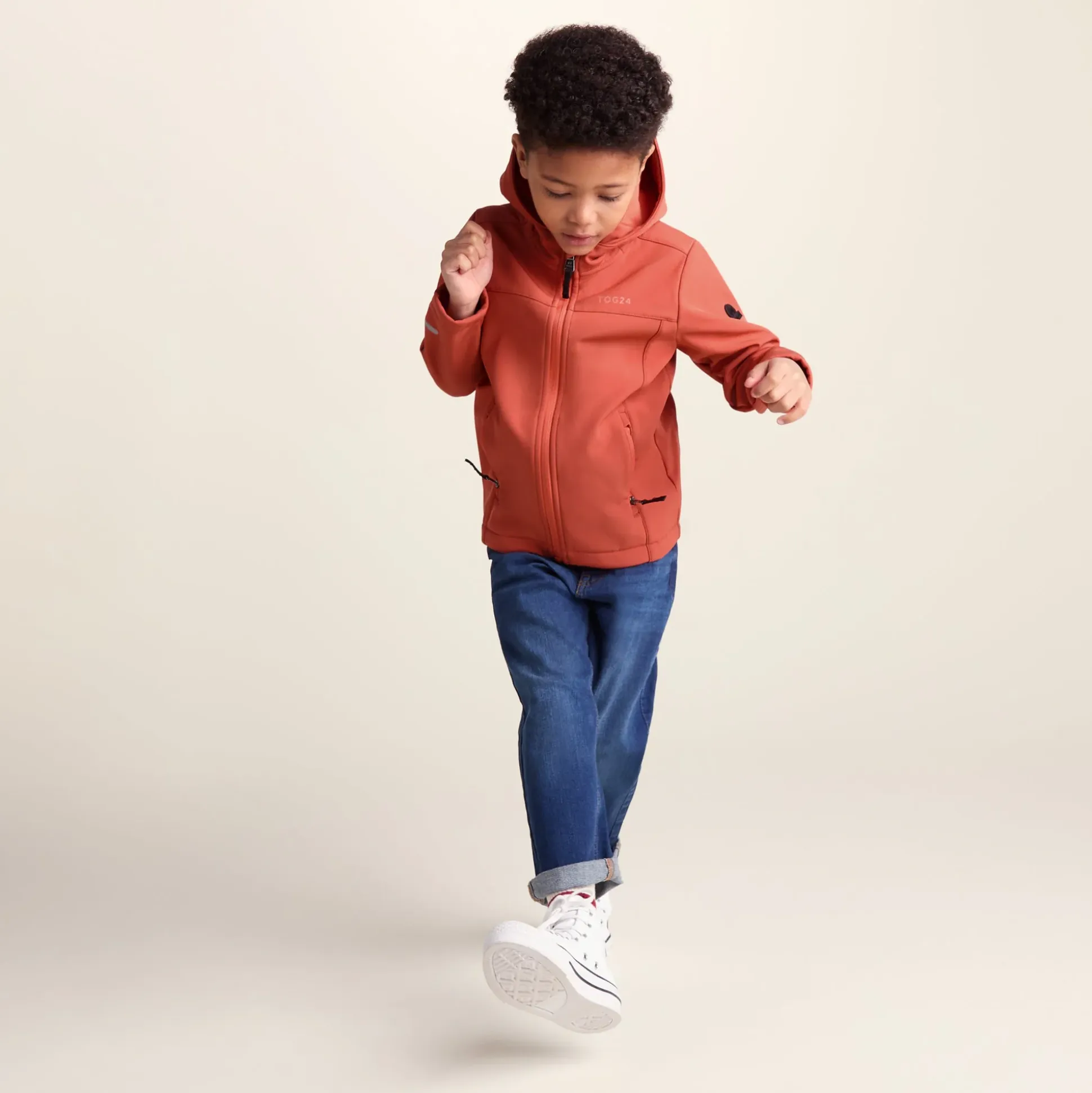 Koroma Kids Softshell Hooded Jacket - Canyon Orange