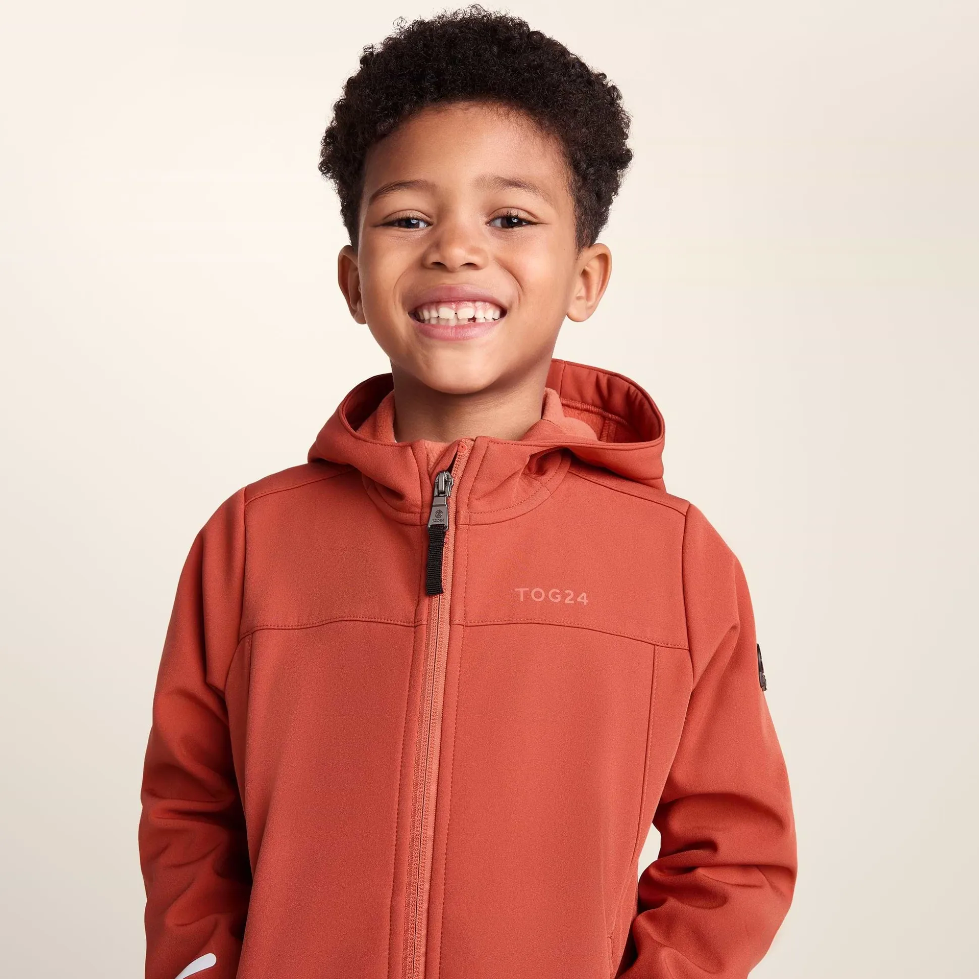 Koroma Kids Softshell Hooded Jacket - Canyon Orange