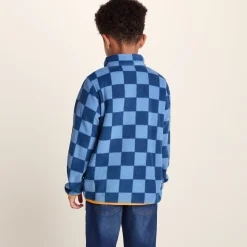 Lacaune Kids Shaun the Sheep Fleece Zip Jacket - Bluebell/Night Blue Checkerboard