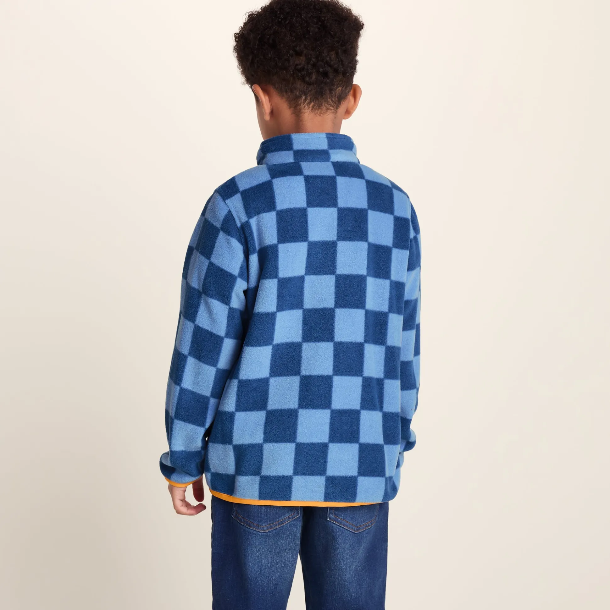 Lacaune Kids Shaun the Sheep Fleece Zip Jacket - Bluebell/Night Blue Checkerboard