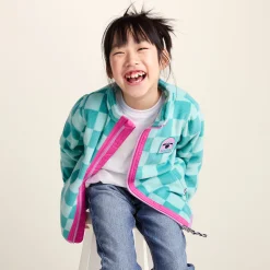 Lacaune Kids Shaun the Sheep Fleece Zip Jacket - Spearmint/Bubblegum Checkerboard