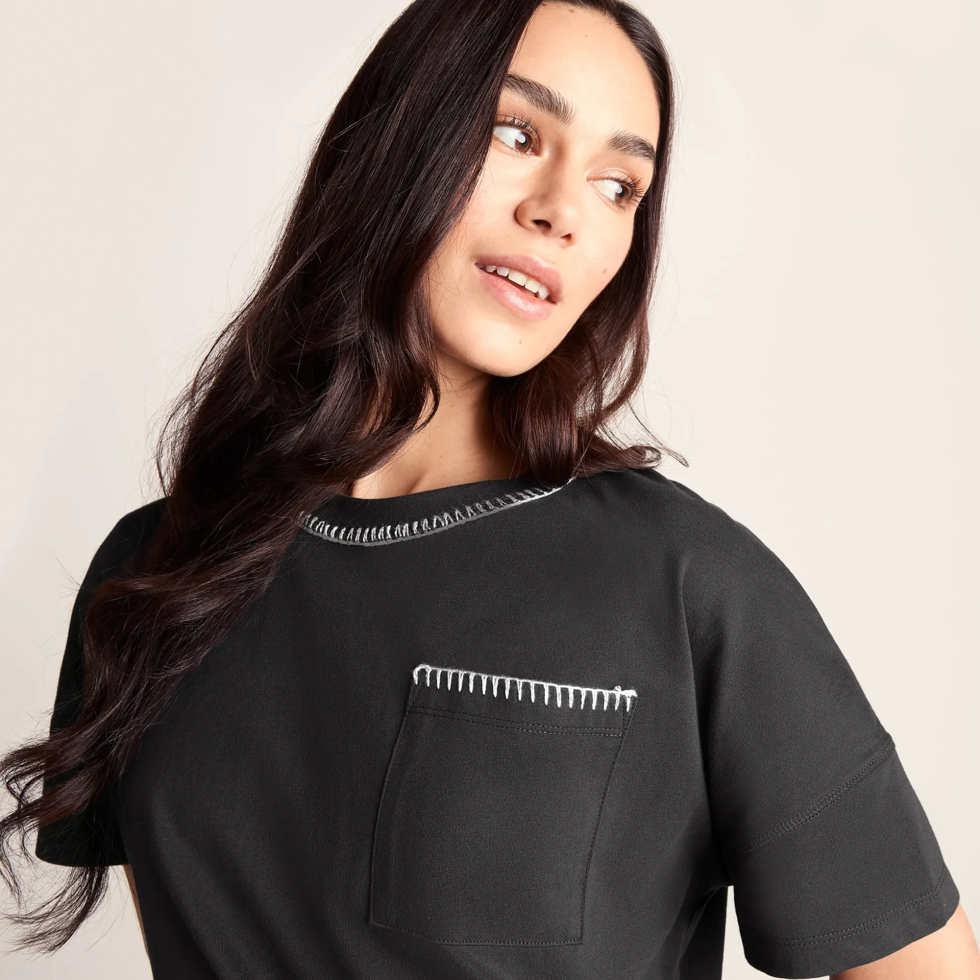 Laurie Womens 100% Cotton Supersoft Boxy Fit T-Shirt - Washed Black