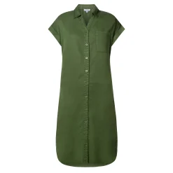 Lenira Womens Relaxed Fit Luxurious Tencel Lyocell Shirt Dress - Dark Matcha