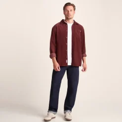 Lenny Mens Long Sleeve Lightweight Corduroy Shirt - Port