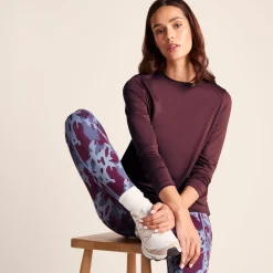 Leonie Womens Long Sleeve Performance Top - Black Raspberry