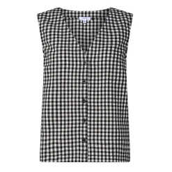 Lila Womens Short Sleeve Gingham Check Shirt - Black Check