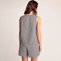 Lila Womens Short Sleeve Gingham Check Shirt - Black Check