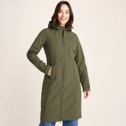Marina Womens Long Water Resistant Softshell Jacket - Khaki