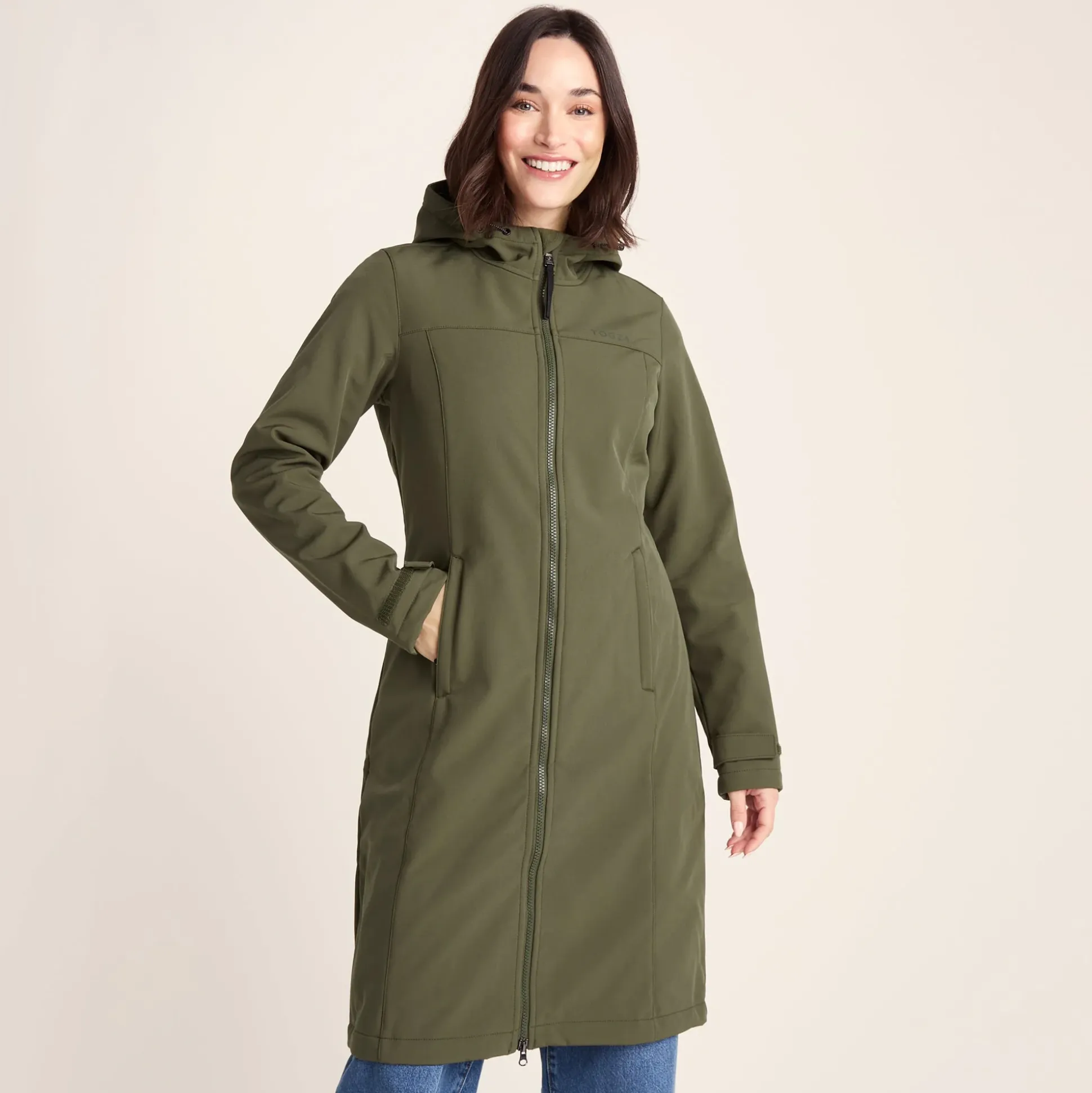 Marina Womens Long Water Resistant Softshell Jacket - Khaki
