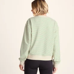 Marsella Womens Relaxed Fit Supersoft Sweat - Basil Green Stripe