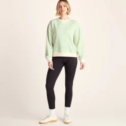 Marsella Womens Relaxed Fit Supersoft Sweat - Basil Green Stripe