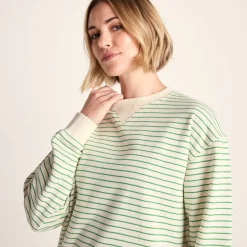 Marsella Womens Relaxed Fit Supersoft Sweat - Basil Green Stripe
