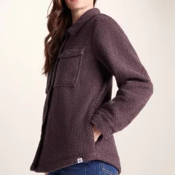 Maxine Womens Supersoft Sherpa Fleece Shacket - Dark Mauve
