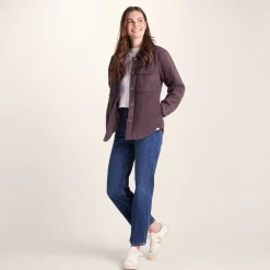 Maxine Womens Supersoft Sherpa Fleece Shacket - Dark Mauve