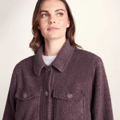 Maxine Womens Supersoft Sherpa Fleece Shacket - Dark Mauve