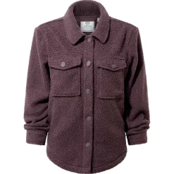 Maxine Womens Supersoft Sherpa Fleece Shacket - Dark Mauve