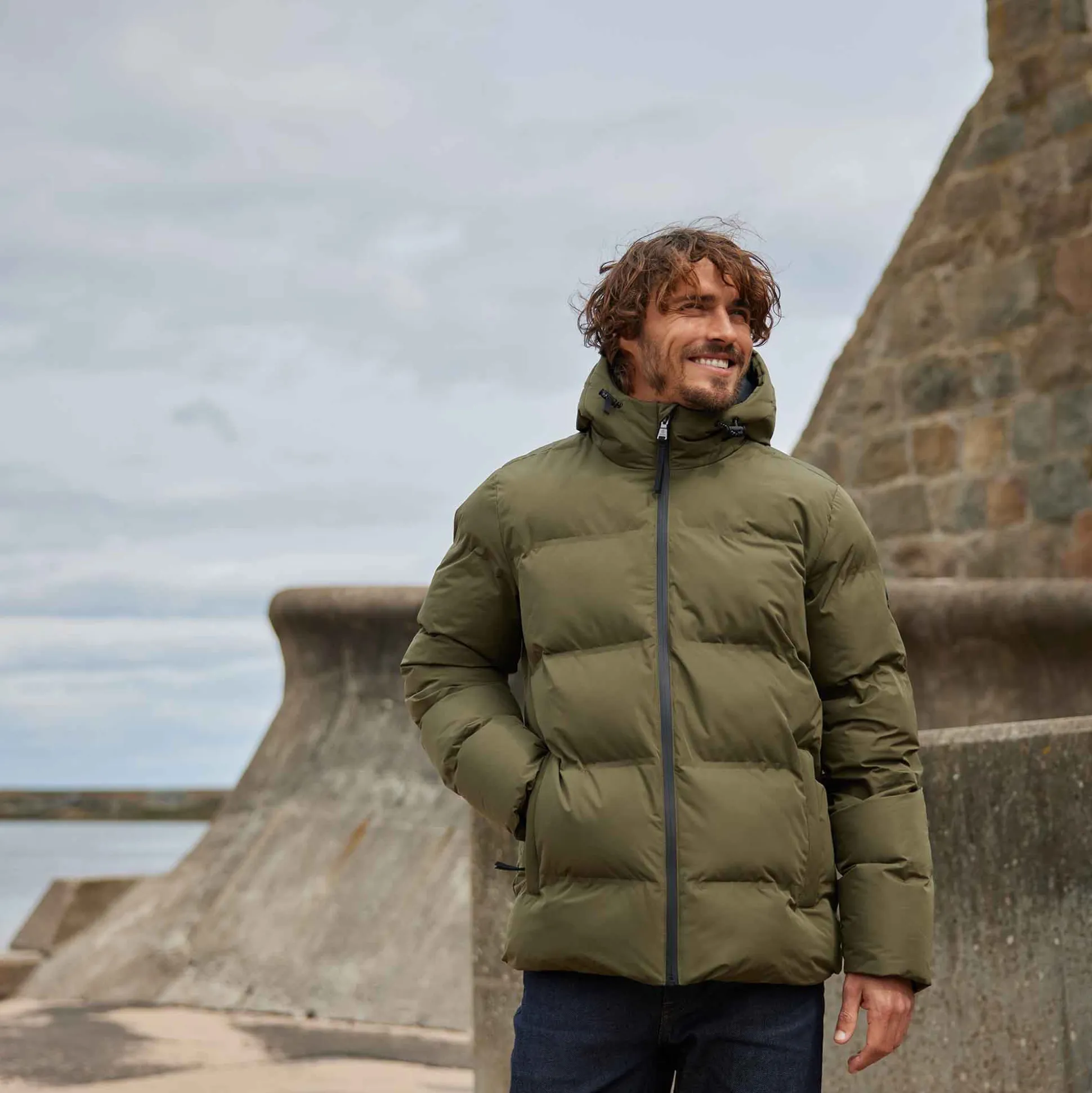 Menka Mens Shower Resistant Insulated Jacket - Khaki