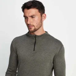 Meru Mens Cashmere Touch Base Layer Quarter Zip - Dark Grey Marl