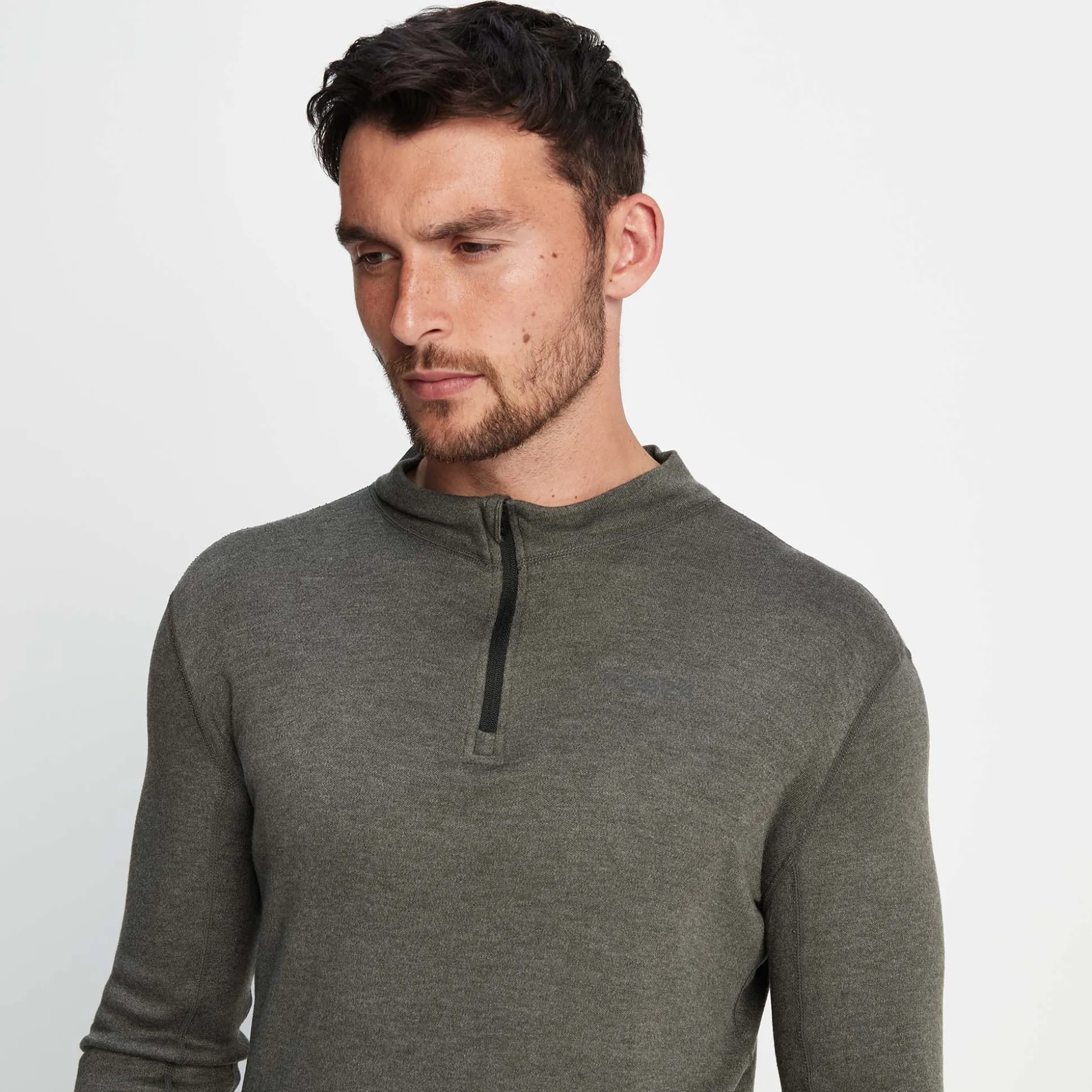 Meru Mens Cashmere Touch Base Layer Quarter Zip - Dark Grey Marl