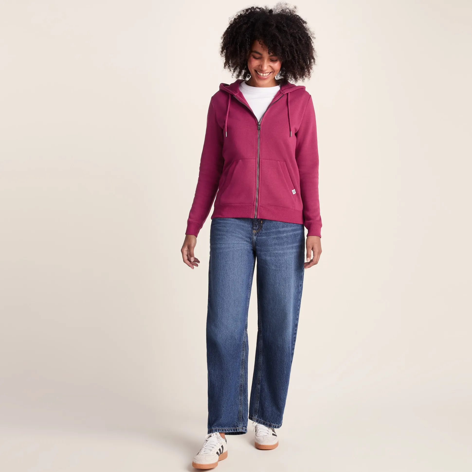 Mia Womens Supersoft Zip Hoody - Washed Burgundy