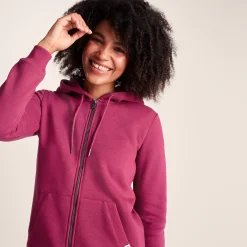 Mia Womens Supersoft Zip Hoody - Washed Burgundy