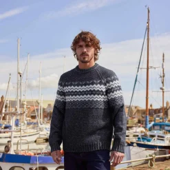 Michael Mens Chunky Knitted Jumper - Dark Indigo Marl